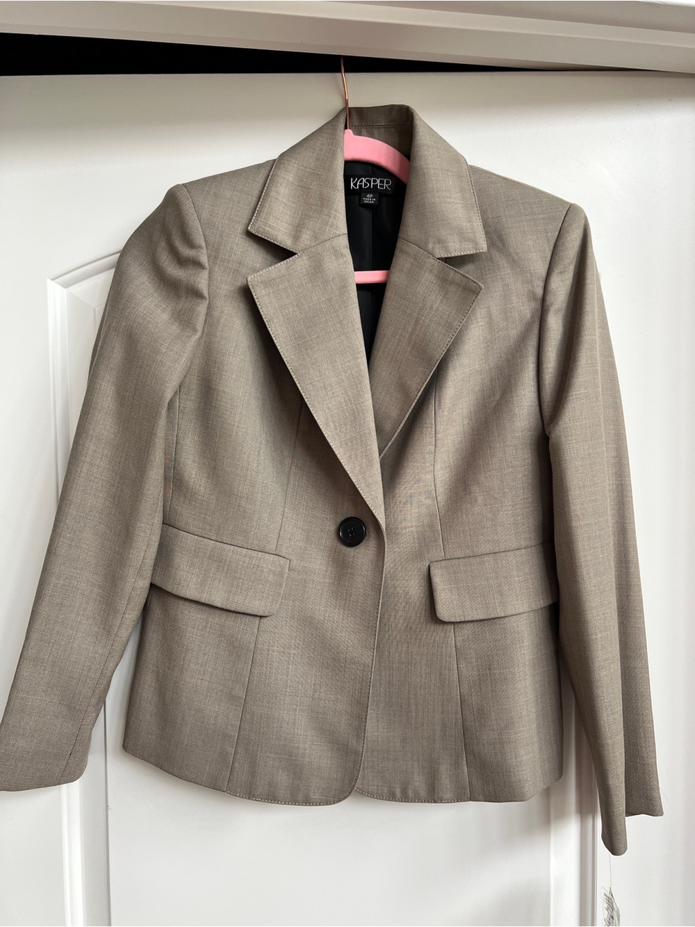 Kasper Women's Taupe Single-Button Tailored Blazer and pant set
